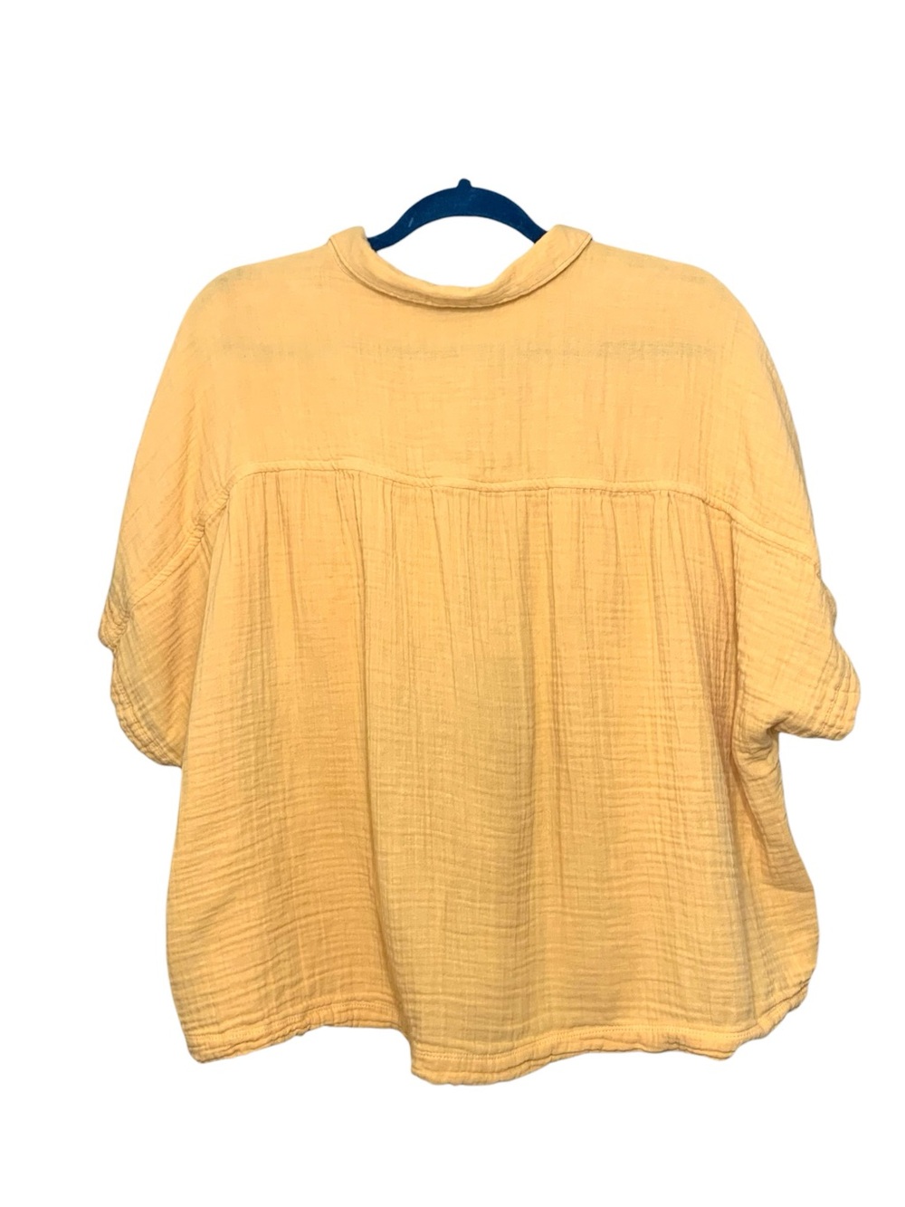 Orange Gauze Button-Down Shirt Cotton Relaxe Boxy Fit XXL Short Sleeves - Picture 2 of 9